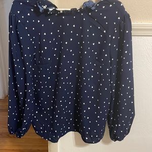 Navy with white hearts blouse